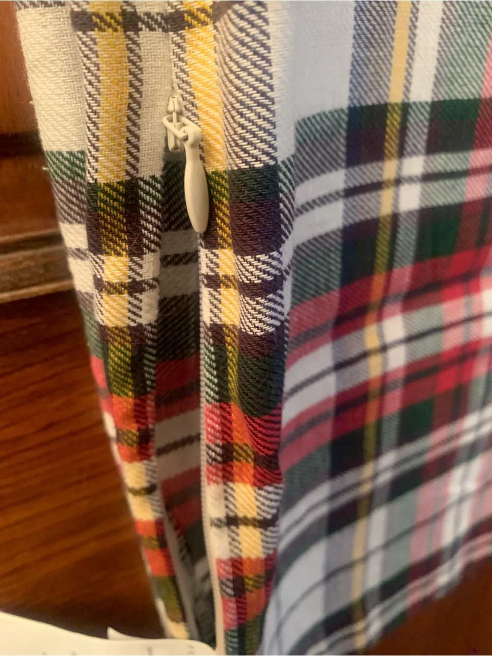2 POTTERY BARN plaid LUMBAR pillow covers, Denver, GREEN, BLACK, RED and WHITE.